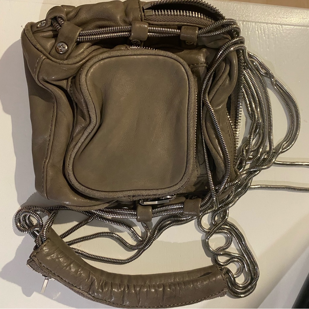 Alexander Wang - Vintage Olive Green Leather Crossbody Bag W Chain Strap